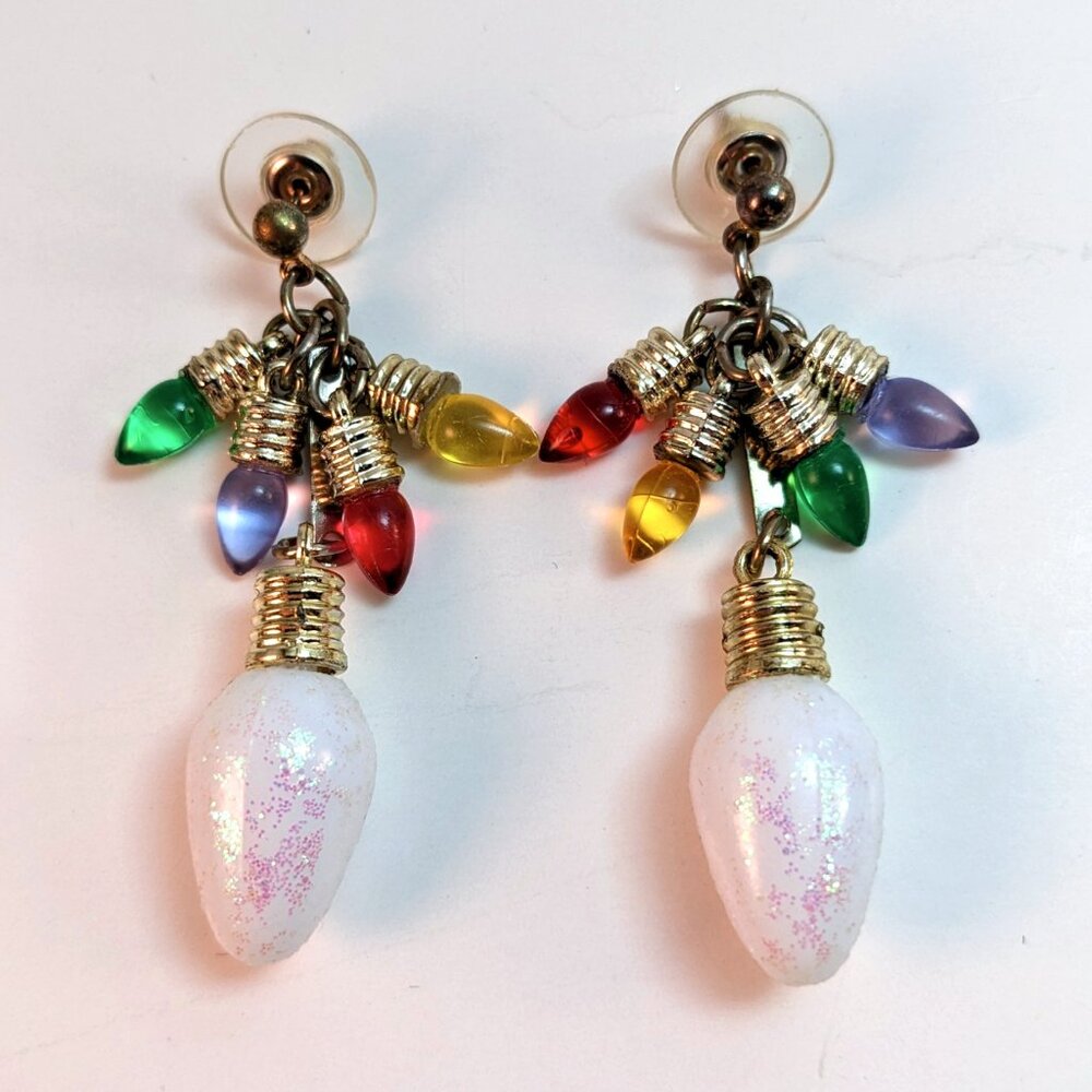 Handmade Christmas Light Cluster Dangle Earrings Festive Winter Holidays Gift